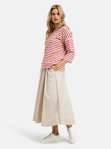 Cream Cotton Midi Skirt