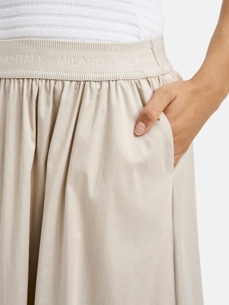 Cream Cotton Midi Skirt