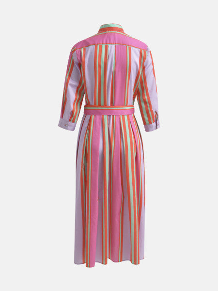 Multicoloured Striped Shirt Dress