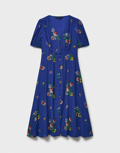 Blue Floral Tea Dress