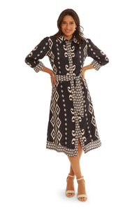 Navy Aztec Midi Dress