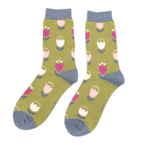 Green Tulips Socks