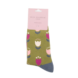 Green Tulips Socks