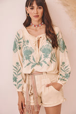 Load image into Gallery viewer, Cream Embroidered Blouse
