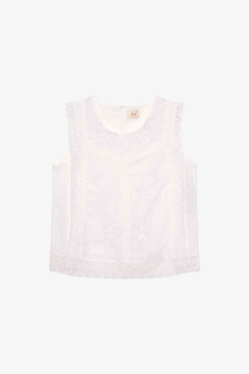 White Embroidered Lace Top