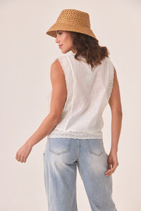 White Embroidered Lace Top