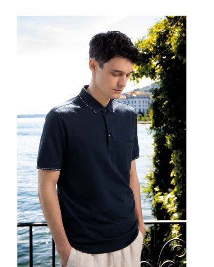 Navy Mercerised Polo
