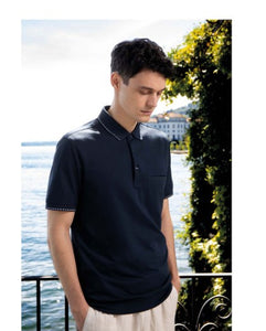 Navy Mercerised Polo