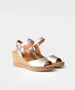 Load image into Gallery viewer, Gold Open Toe Wedge
