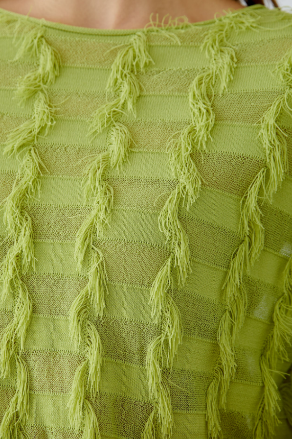 Green Fringe Detail Pullover