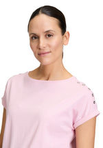 Load image into Gallery viewer, Pink Button Detail T-shirt
