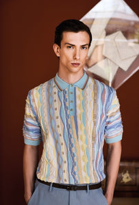 Aqua 3D Knitted Polo Shirt