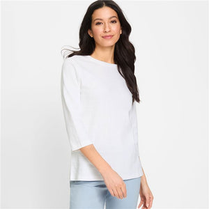 White Subtle Check Top