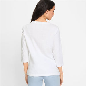 White Subtle Check Top