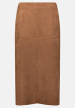 Load image into Gallery viewer, Tan Faux Suede Midi Skirt
