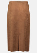 Load image into Gallery viewer, Tan Faux Suede Midi Skirt
