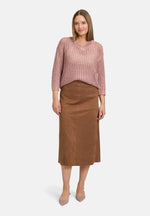 Load image into Gallery viewer, Tan Faux Suede Midi Skirt
