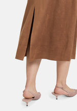 Load image into Gallery viewer, Tan Faux Suede Midi Skirt
