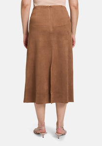 Tan Faux Suede Midi Skirt
