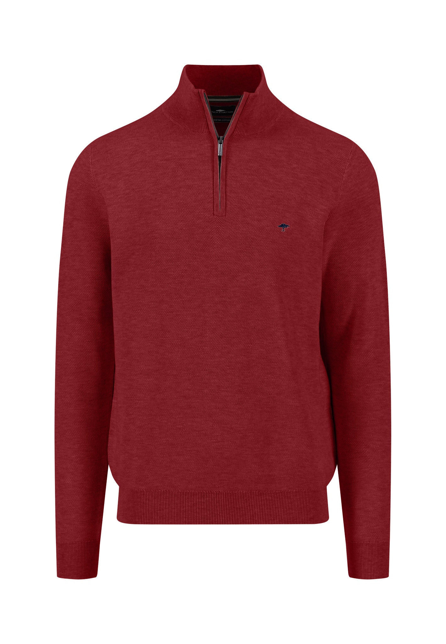 Wine Textured Half Zip Sweater