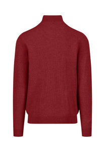 Wine Textured Half Zip Sweater