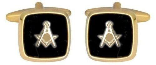 Onyx Embossed Masonic Cufflinks