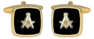 Onyx Embossed Masonic Cufflinks