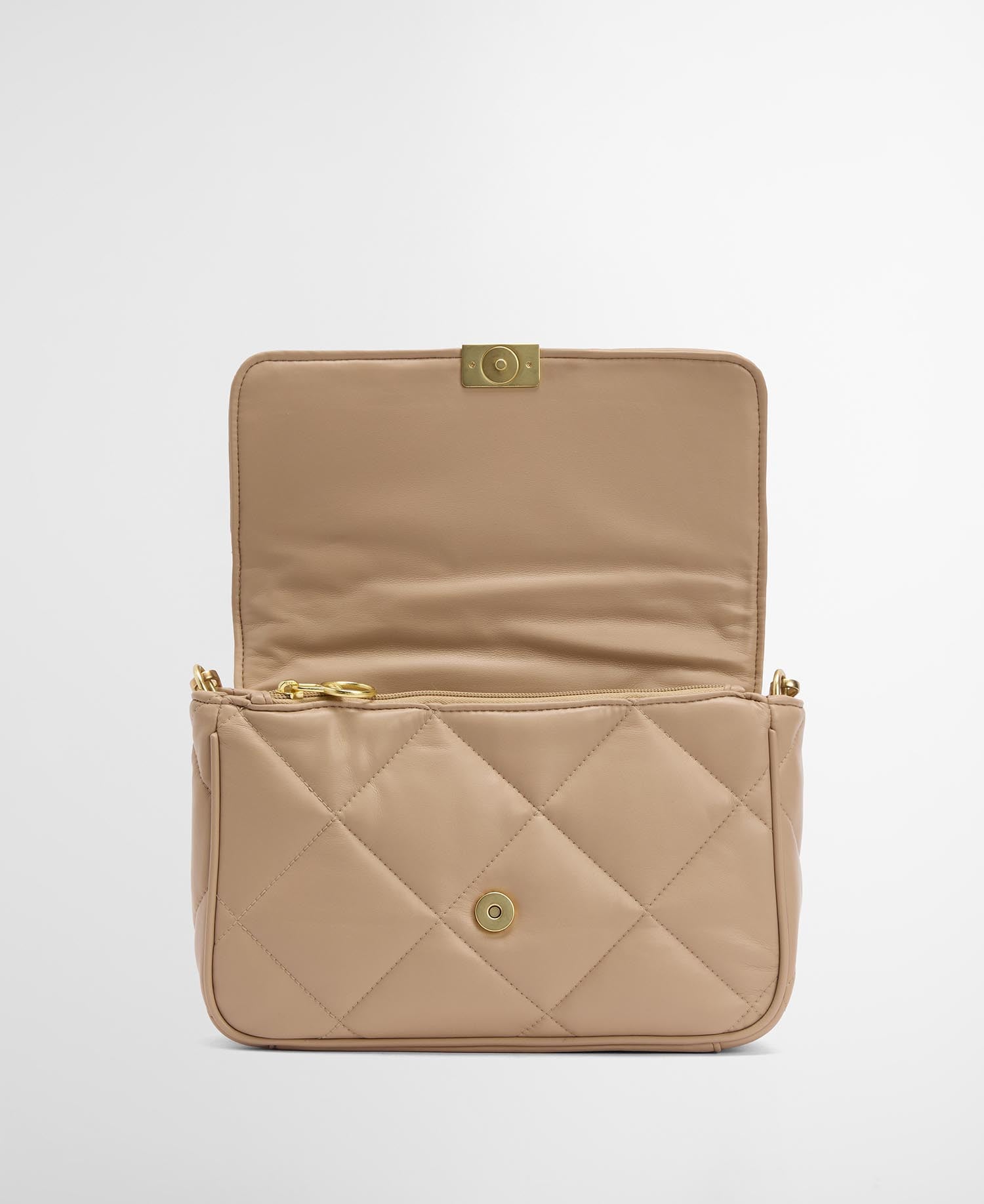 Camel Soft Quilt Shoulder Bag