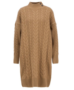 Camel Belford Cable Knitted Dress