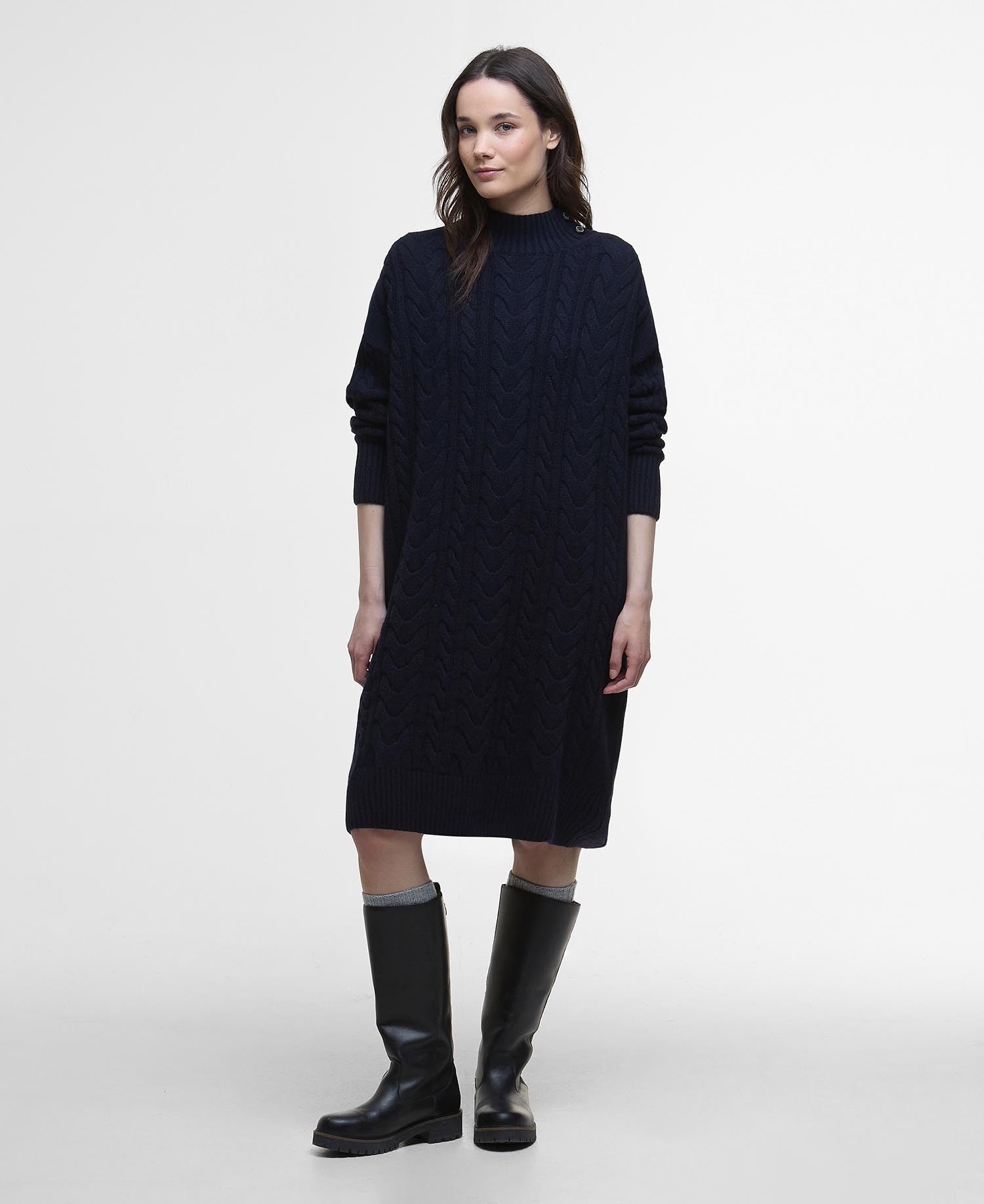 Navy Belford Cable Knitted Dress