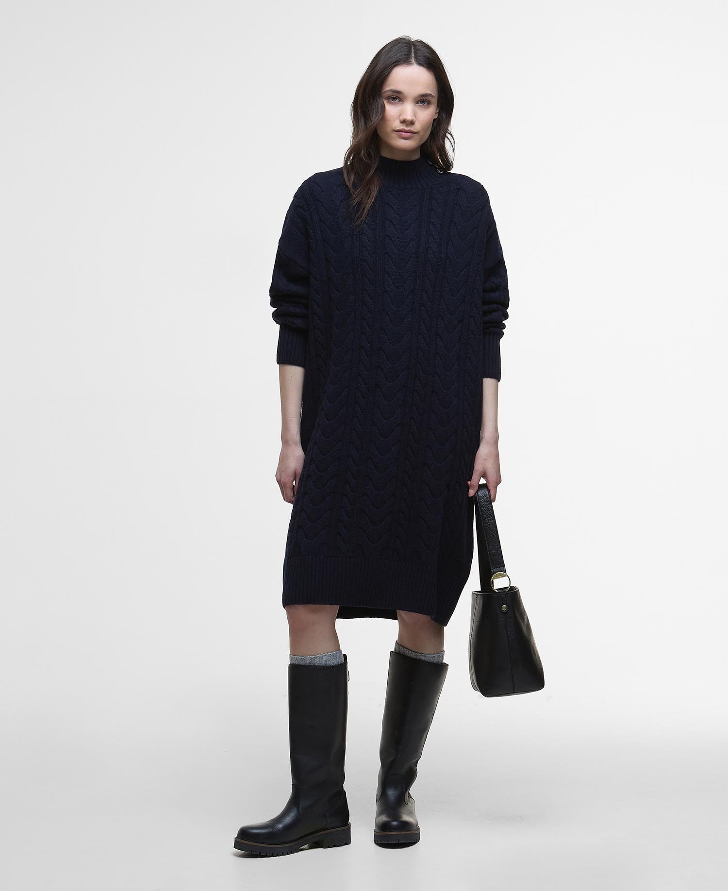 Navy Belford Cable Knitted Dress