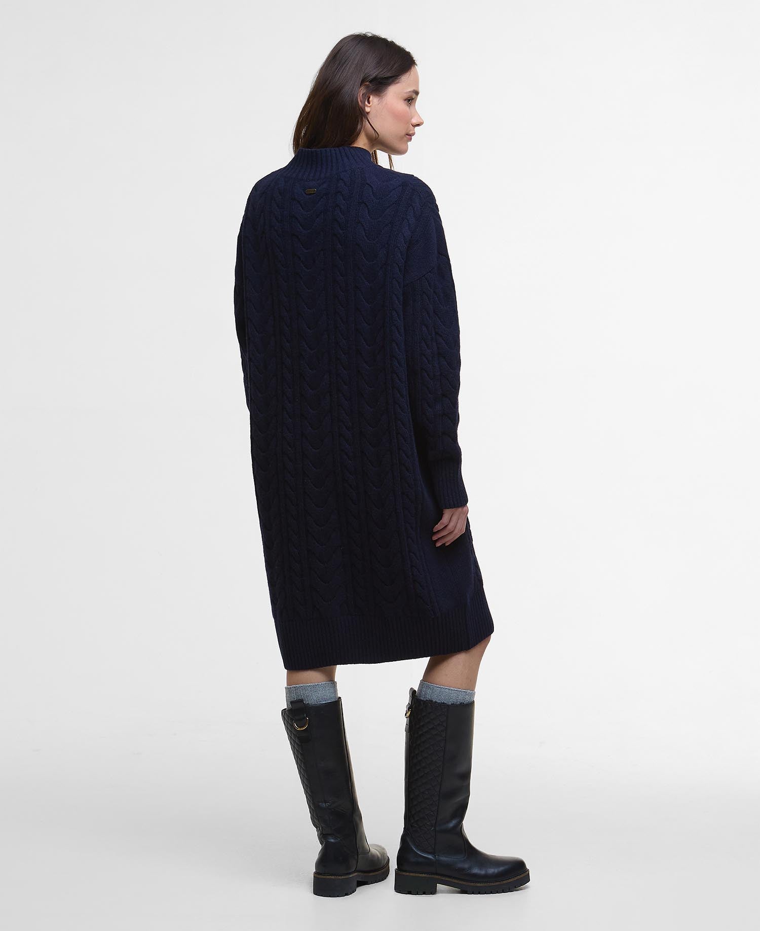 Navy Belford Cable Knitted Dress