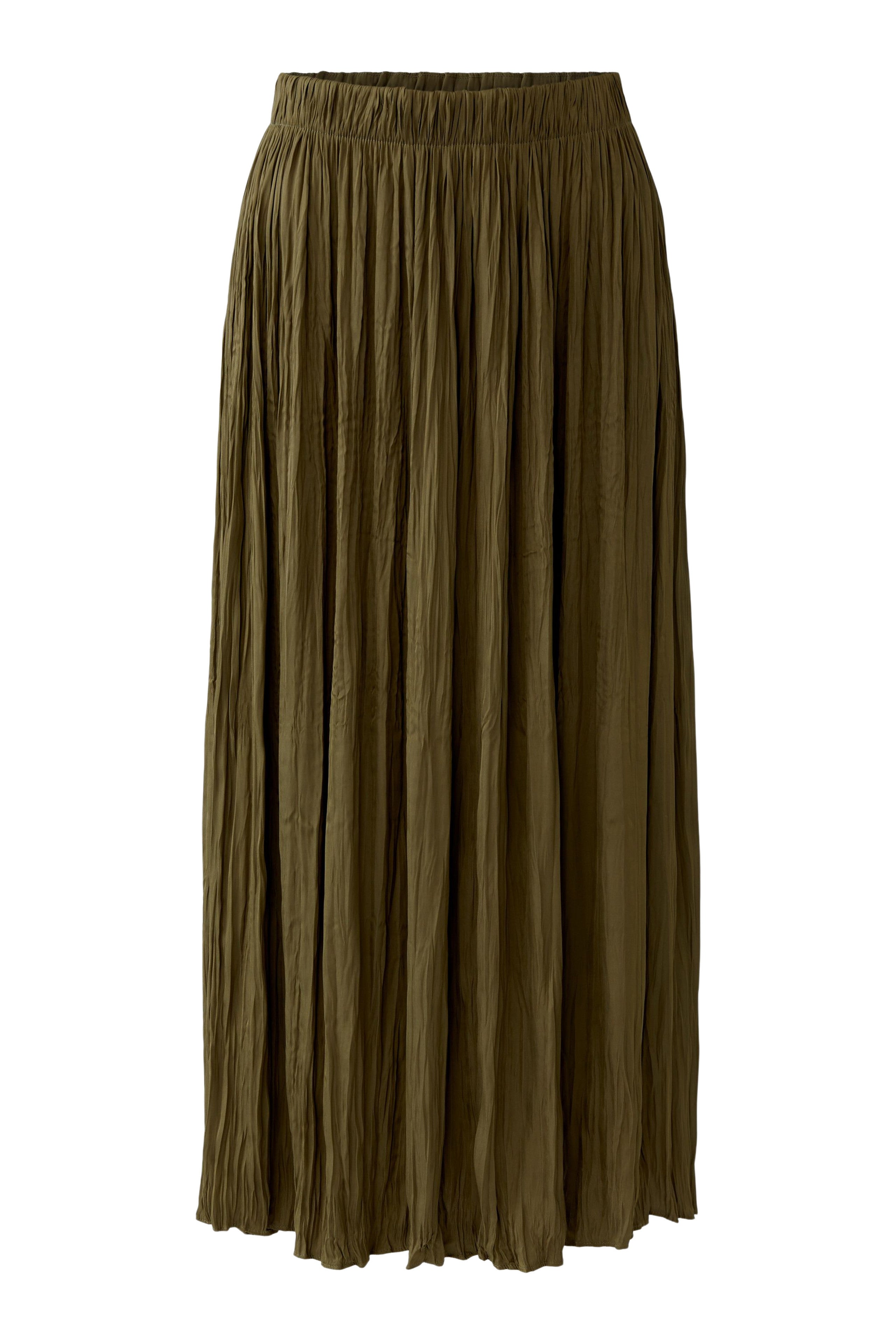 Olive Crinkle Look Midi Skirt