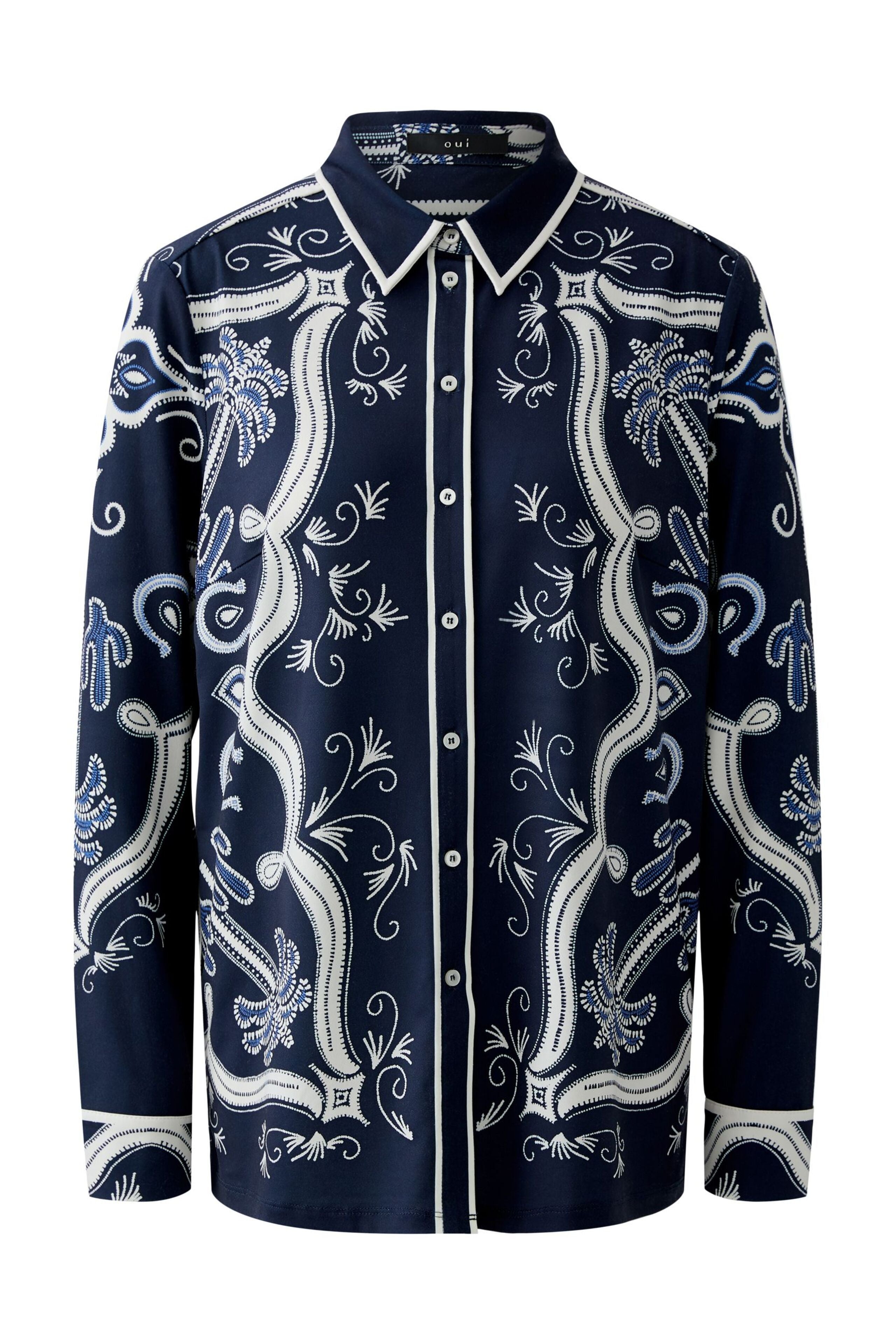 Navy Patterned Blouse