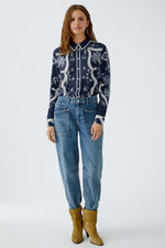 Load image into Gallery viewer, Navy Patterned Blouse
