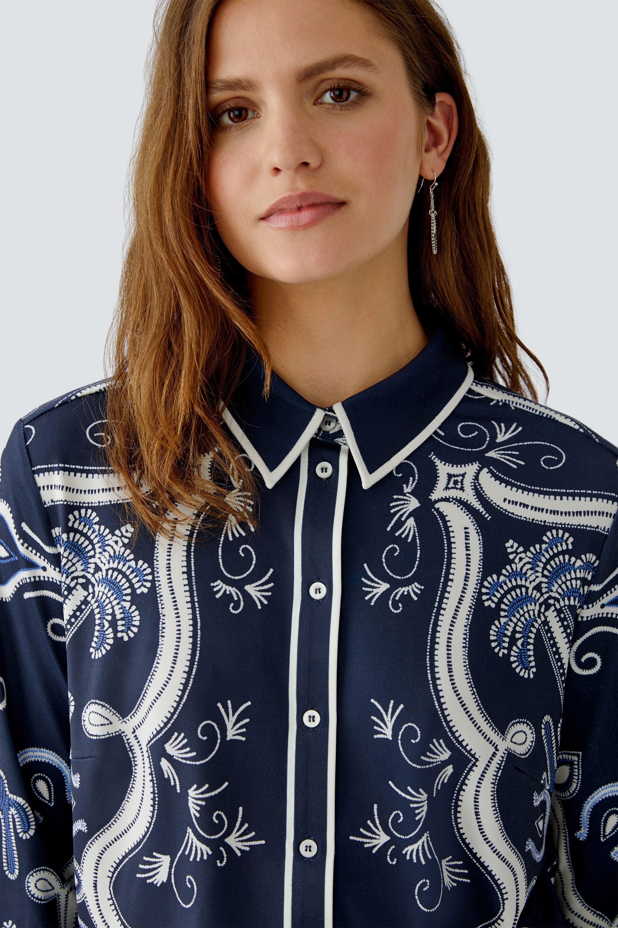 Navy Patterned Blouse