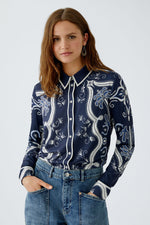 Load image into Gallery viewer, Navy Patterned Blouse
