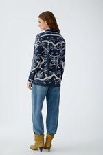 Load image into Gallery viewer, Navy Patterned Blouse
