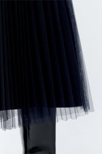 Load image into Gallery viewer, Navy Pleated Midi Skirt
