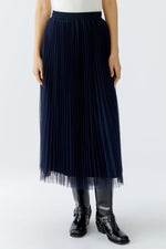 Load image into Gallery viewer, Navy Pleated Midi Skirt
