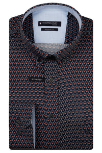 Navy Satin Stretch Shirt