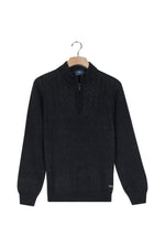 Load image into Gallery viewer, Navy Half Zip Cable Knit
