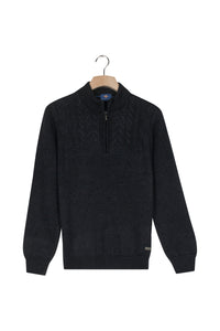 Navy Half Zip Cable Knit