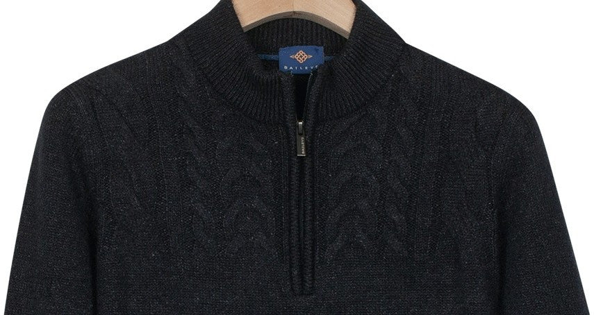 Navy Half Zip Cable Knit