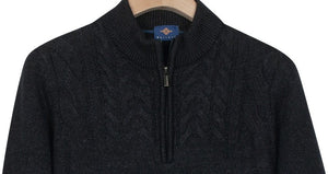 Navy Half Zip Cable Knit