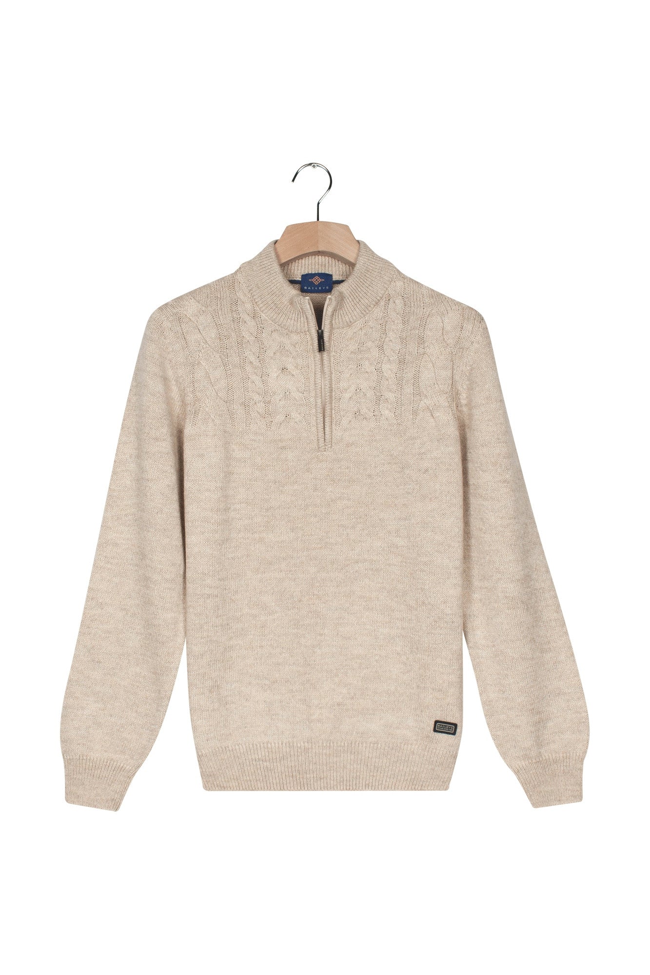 Sand Half Zip Cable Knit