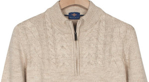 Sand Half Zip Cable Knit