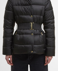 Black Short Track Line Puffer Jacket