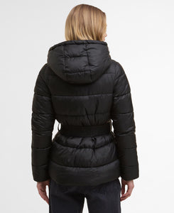 Black Short Track Line Puffer Jacket
