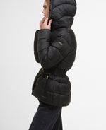 Load image into Gallery viewer, Black Short Track Line Puffer Jacket
